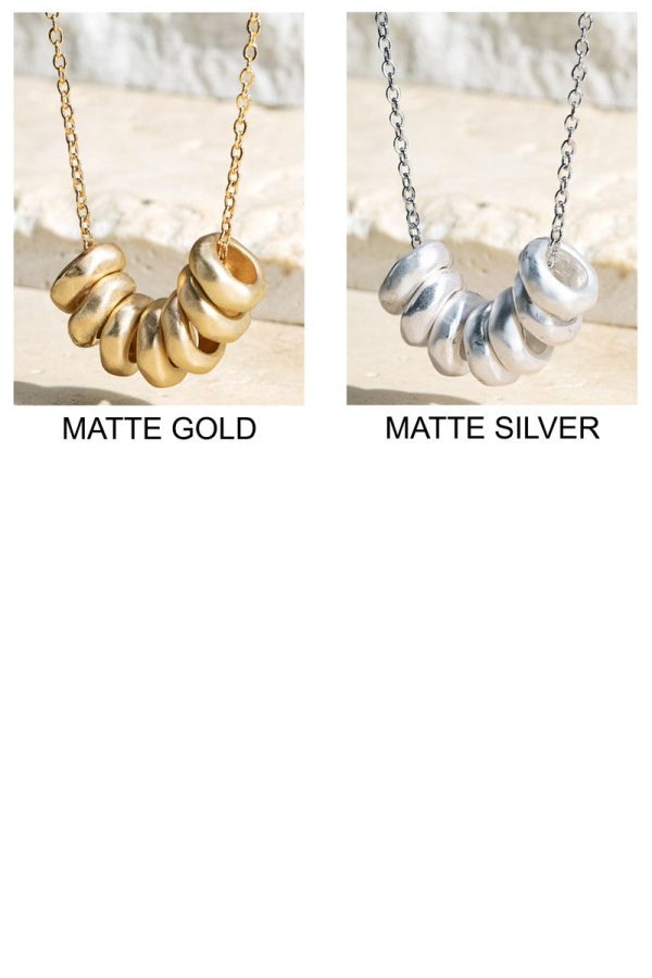 Matte Metal Rings Charms Necklace Cheap