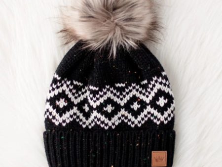 Black & Speckled Pattern Pom Hat Discount