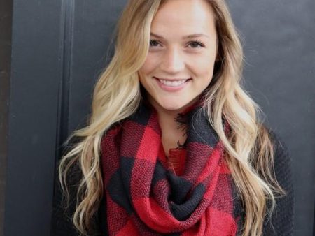 Red and Black Buffalo Plaid Infinity Scarf Online