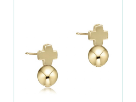 E Newton Signature Cross Gold Stud - Classic Gold For Cheap