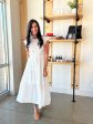 Smocked Tiered Midi Dress in White on Sale