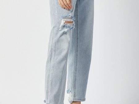 Risen High Rise Distressed Straight Jeans - Light Sale