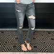 Risen High Rise Relaxed Fit Skinny - Gray Denim For Cheap