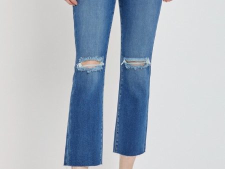 Risen High Rise Ankle Straight Jeans - Dark Online Sale