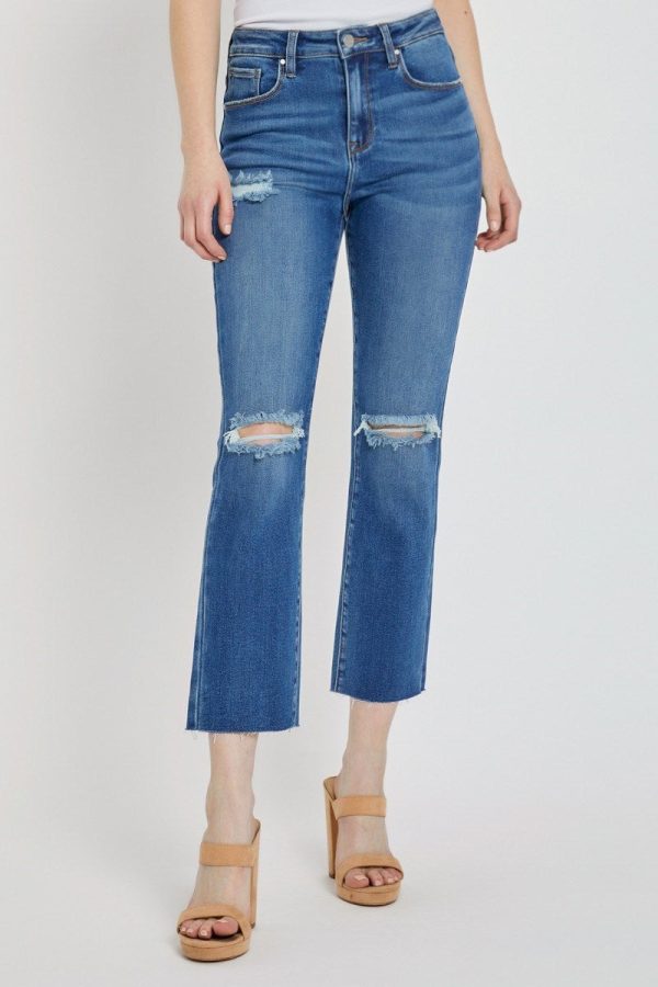 Risen High Rise Ankle Straight Jeans - Dark Online Sale