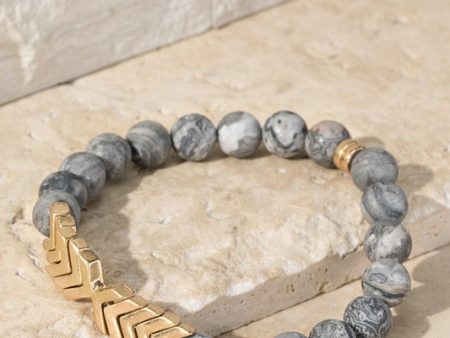 Chevron & Stone Bracelet - Crazy Jasper Discount