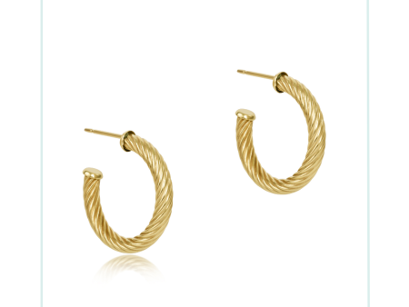 E Newton Round Gold Post Hoop 4mm - Textured Twist Hot on Sale