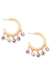 Metallic Hoop Stone Bead Drop Earrings - Light Gray Online