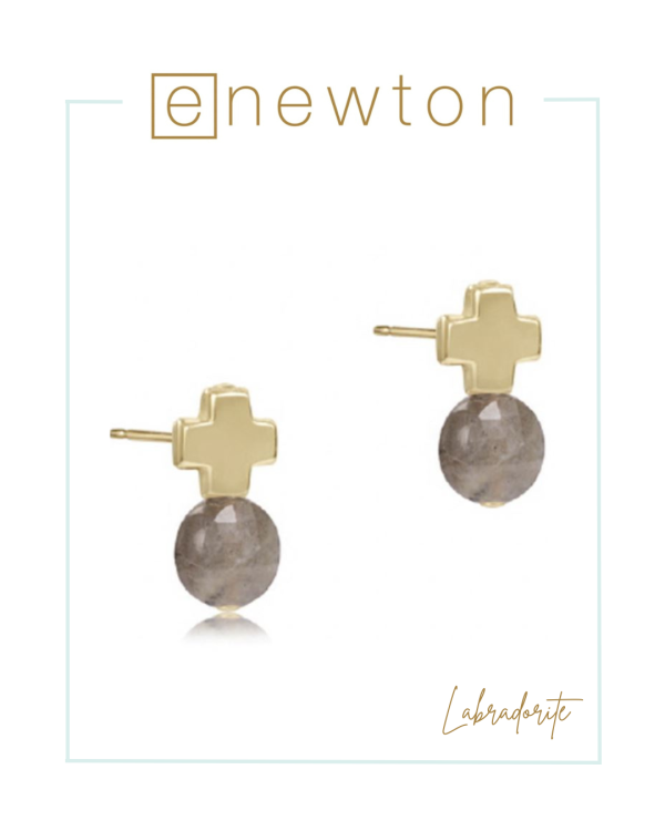 E Newton Signature Cross Gold Stud - Spring Summer Gemstones Online Hot Sale