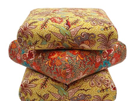 Wild Hibiscus Printed Pouf - Calla Lily For Sale