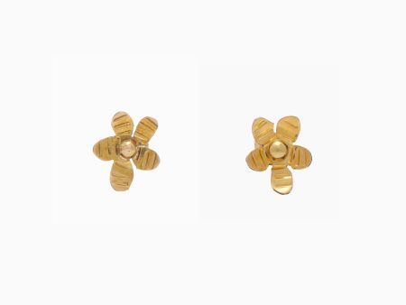 Mini Flower Stud Earring - Brass Cheap