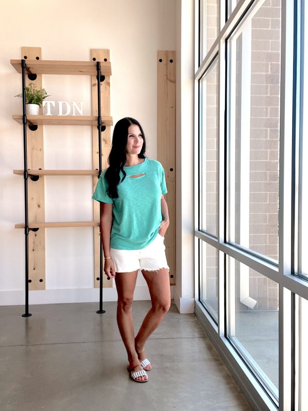 Cut Out Tee - Teal Fashion