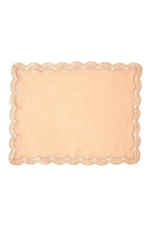 Scallop Embroidered Placemat - Blush For Cheap