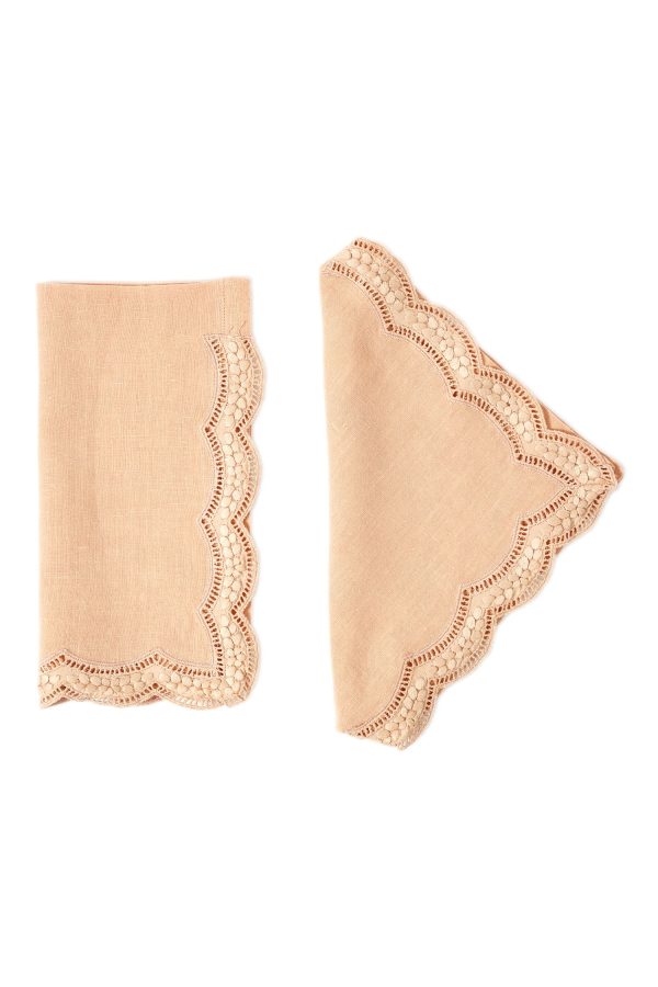 Scallop Embroidered Napkin - Blush Online now