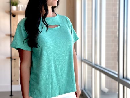 Cut Out Tee - Teal Fashion